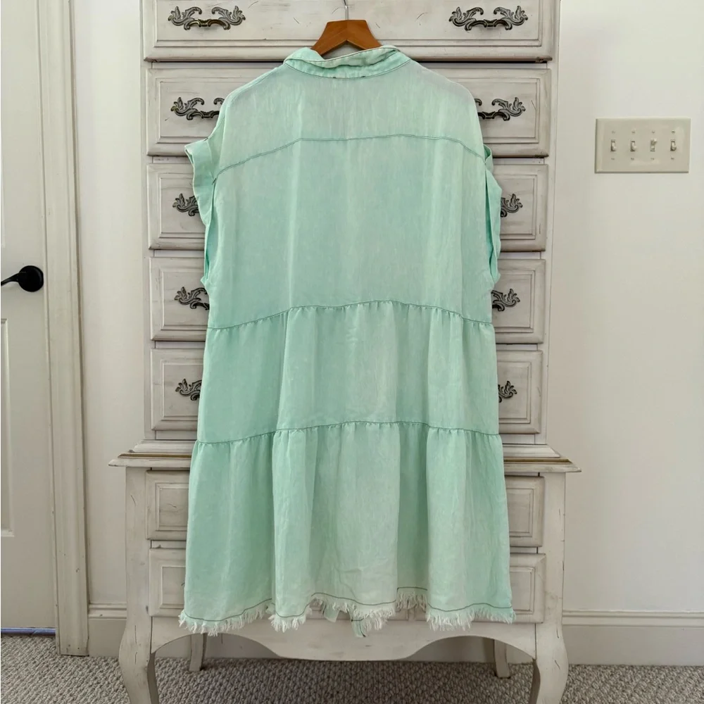 Umgee Mint Green Mineral Wash Dress - Picture 2 of 4
